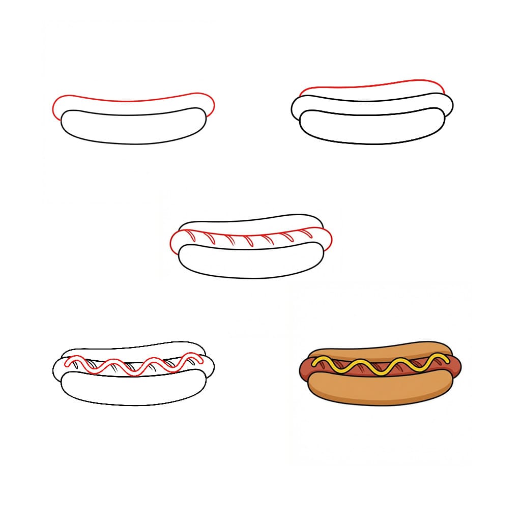 Mini Hot Dog Drawing Ideas