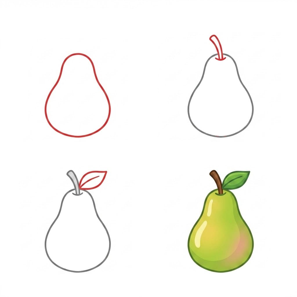 Pear Fruit Drawing Ideas
