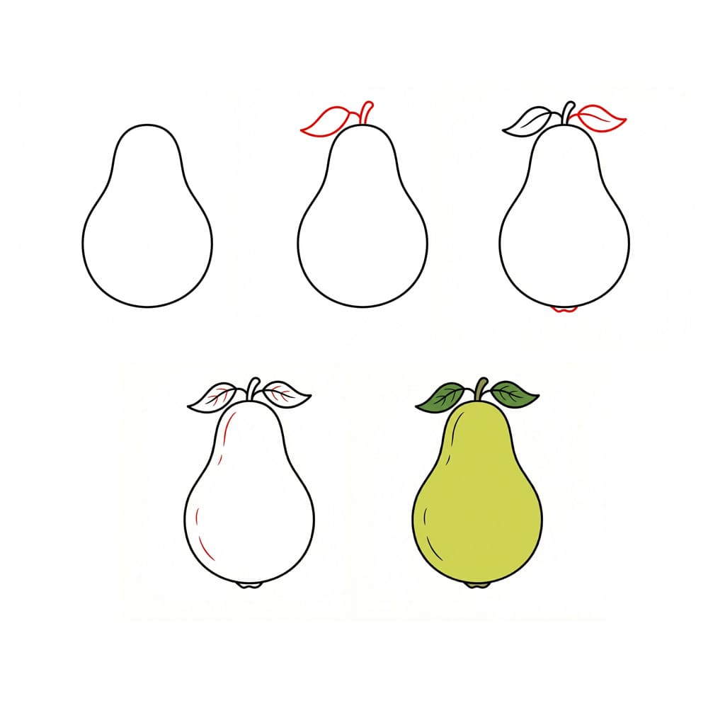Pear Two leaves Drawing Ideas