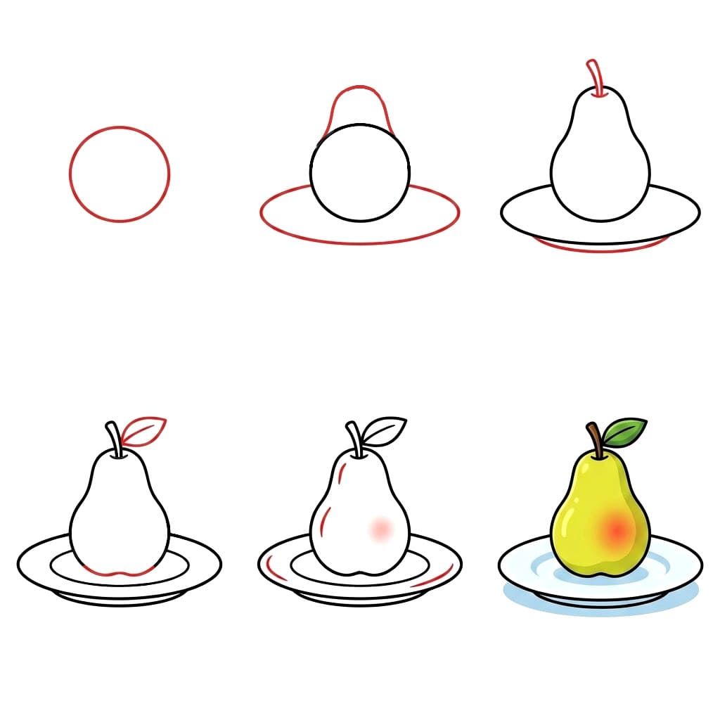 Pear on Plate Drawing Ideas
