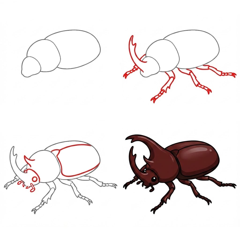 Rhino Beetle Drawing Ideas