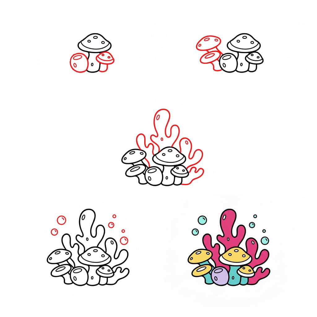 Simple Coral Drawing Ideas
