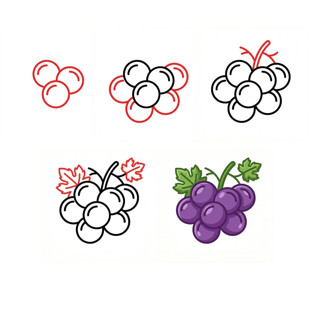 Small Bunch of grapes Drawing Ideas