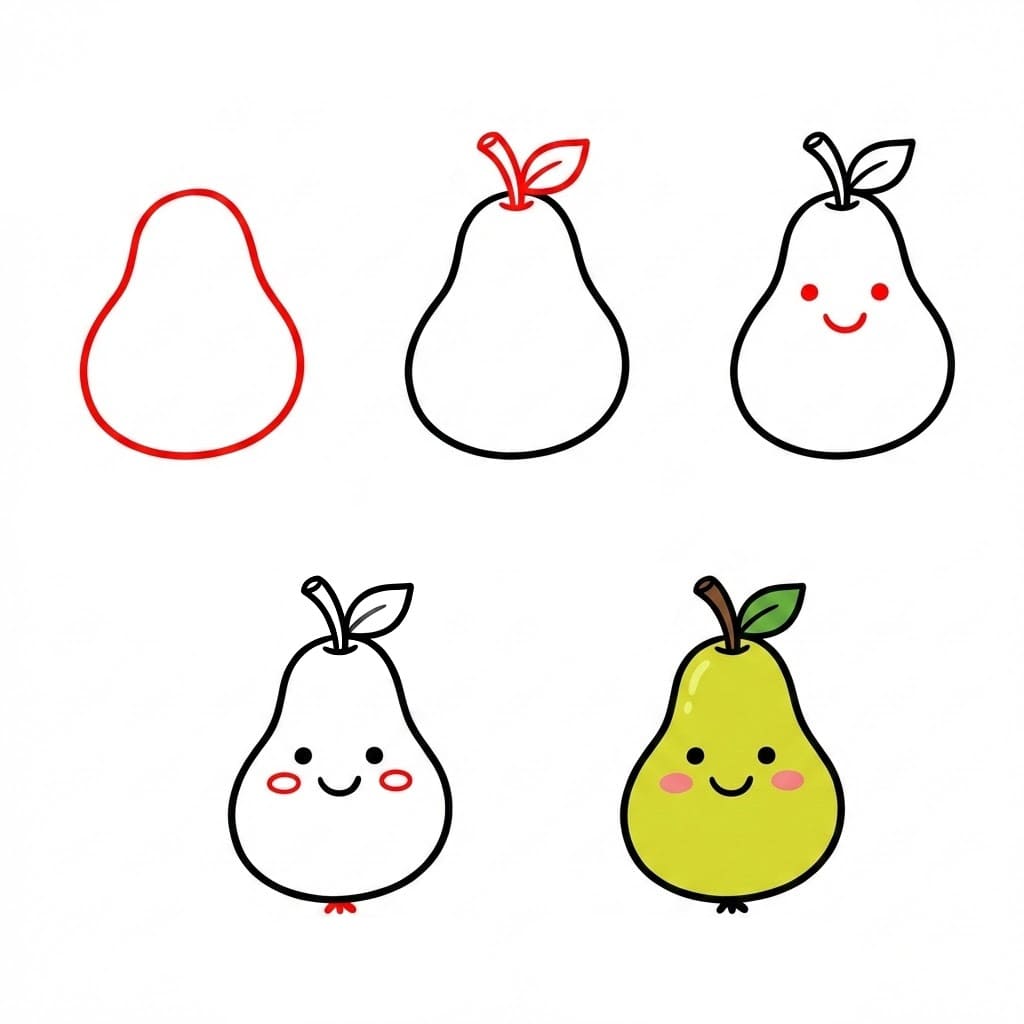 Smiling pear Drawing Ideas