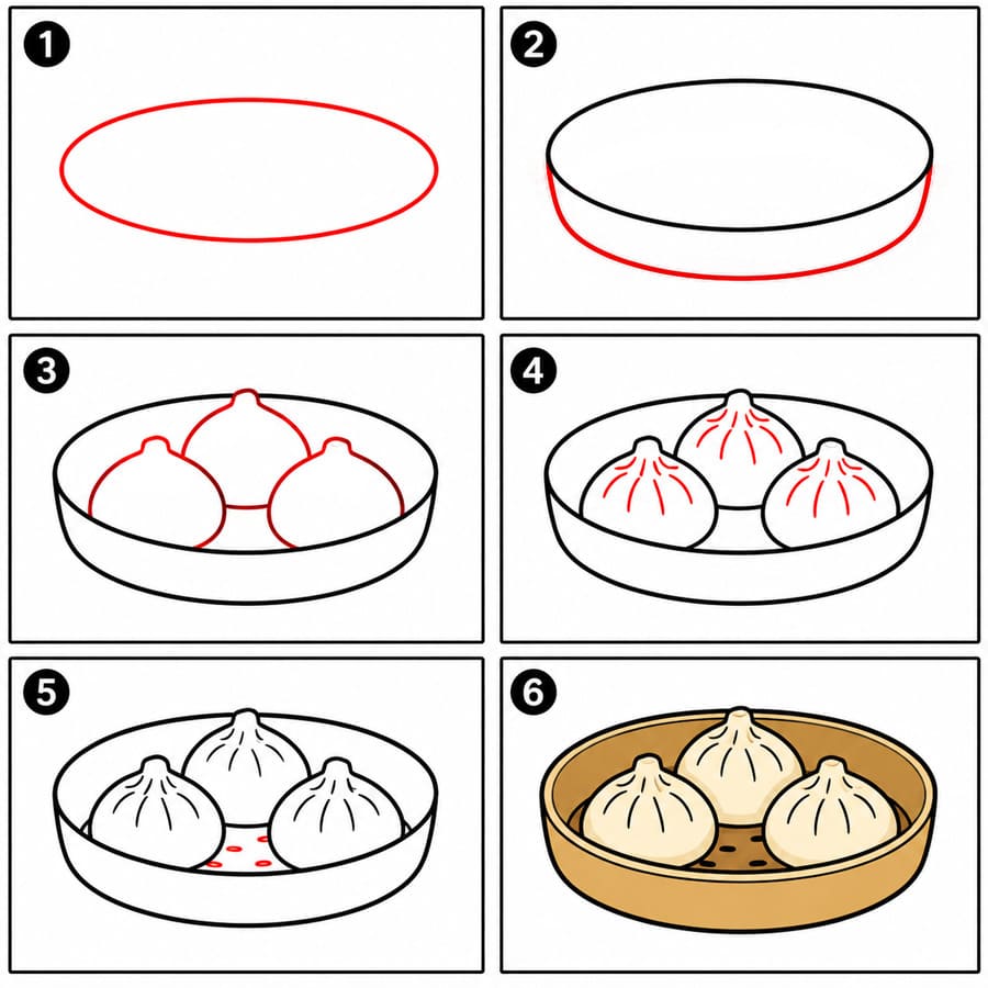 How to draw Steamed Dumplings