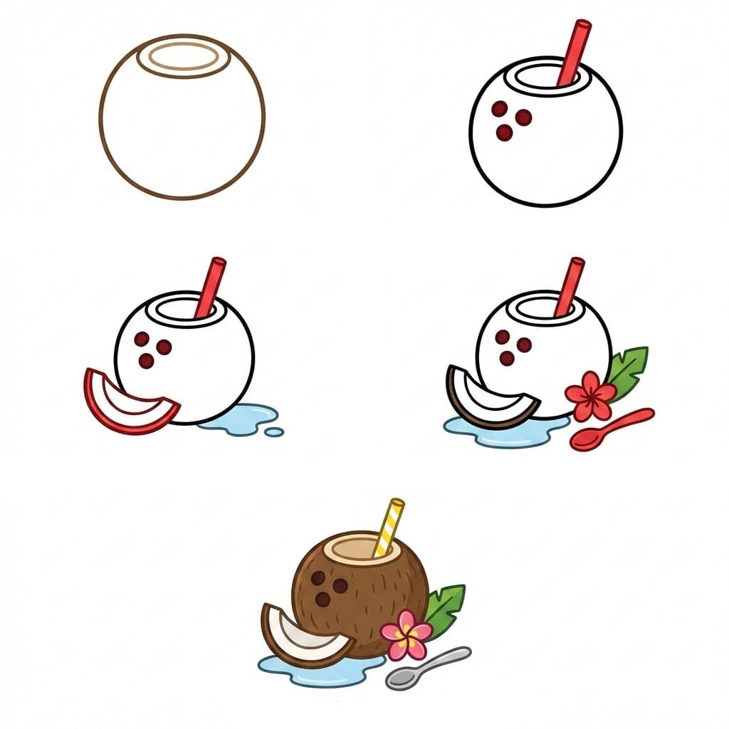 Summer coconut Drawing Ideas