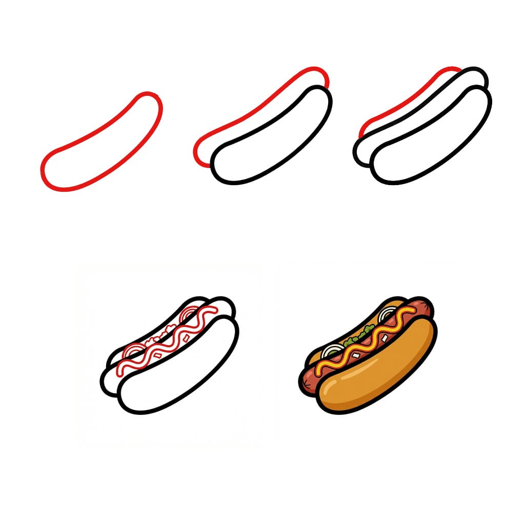 Tasty Hot Dog Drawing Ideas