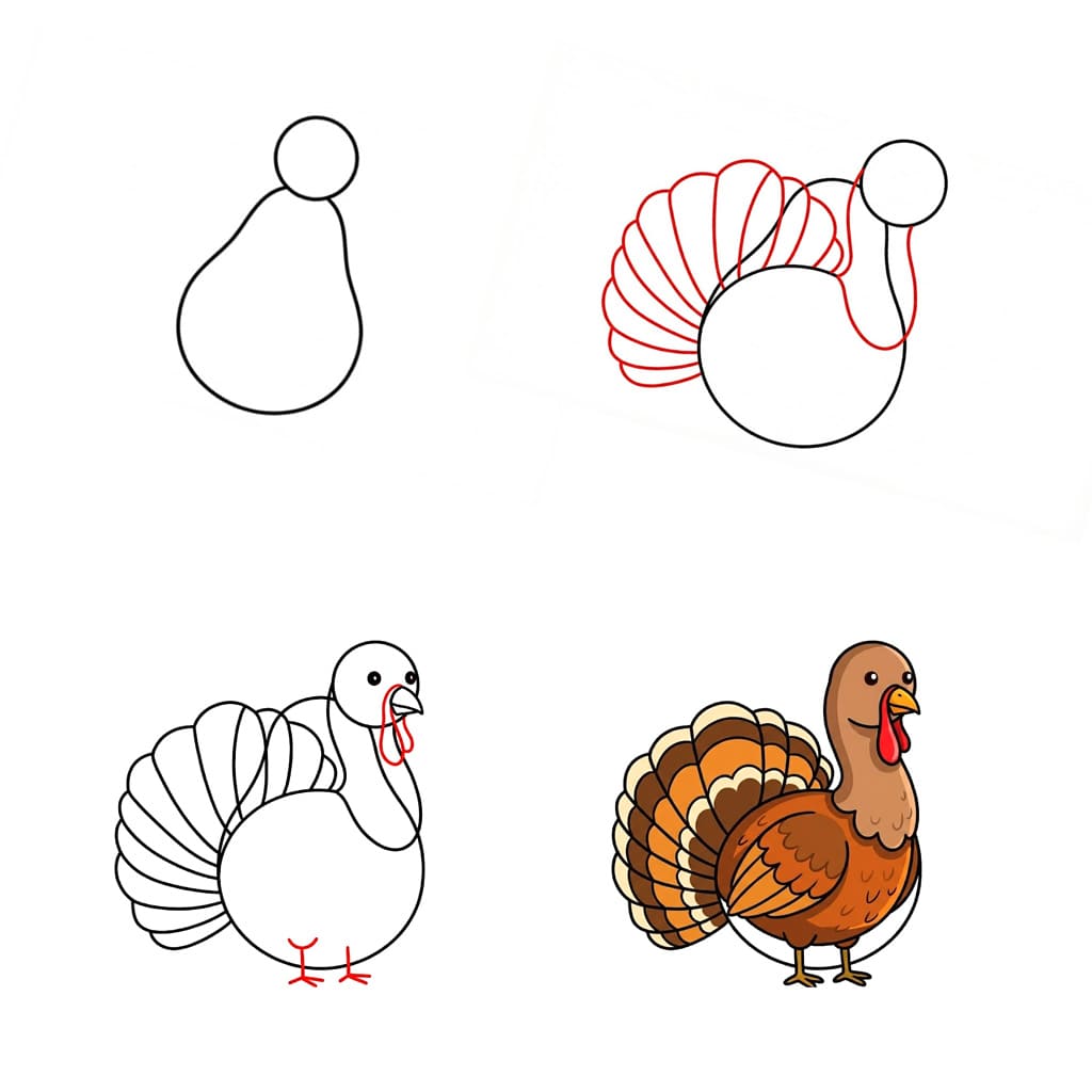 Turkey for Kids Drawing Ideas