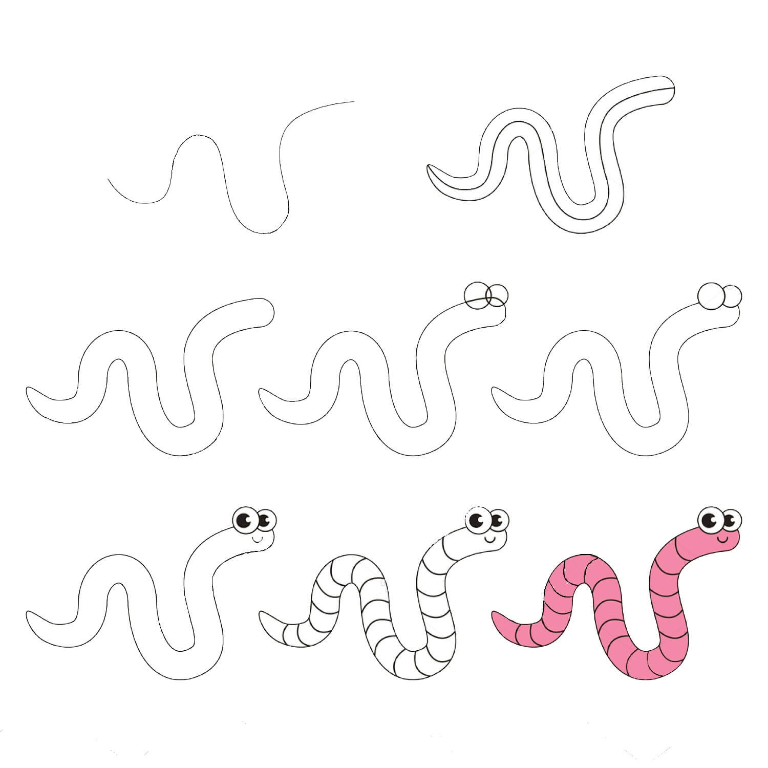 How to draw A worm idea (4)