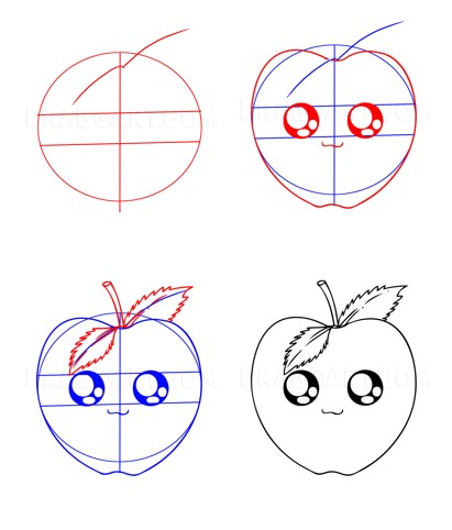 How to draw Apple cute (2)