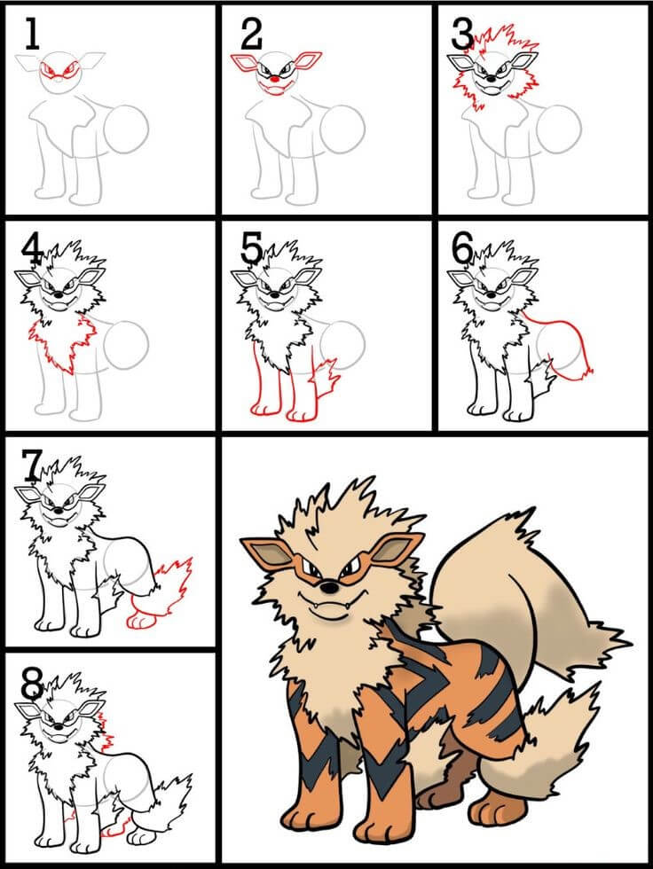 How to draw Arcanine