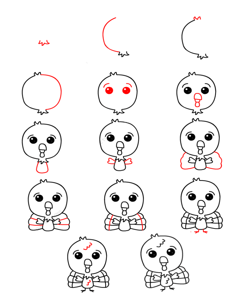 How to draw Baby turkey