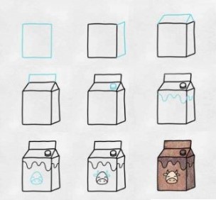 Bag of cow's milk Drawing Ideas