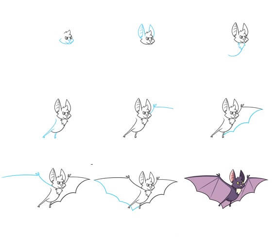 Bats spread their wings (1) Drawing Ideas