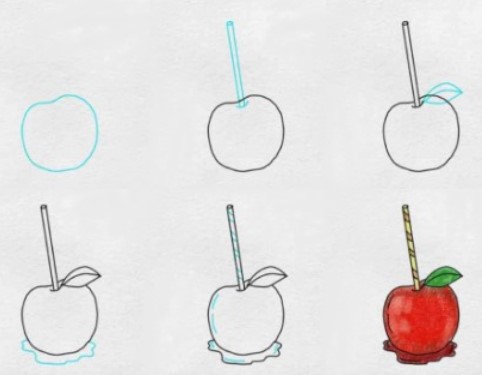 Candy apple Drawing Ideas