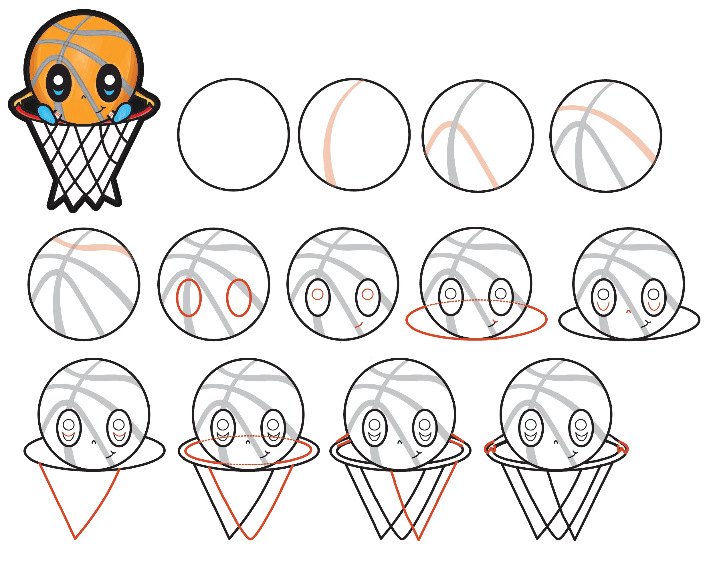 How to draw Cartoon basketball
