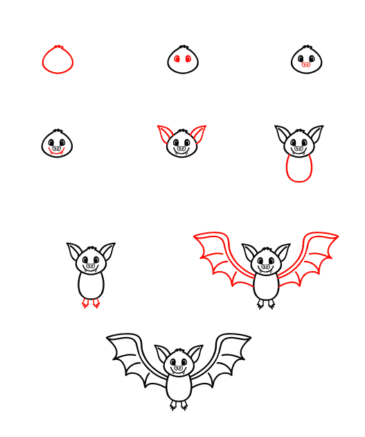Cartoon bat (3) Drawing Ideas