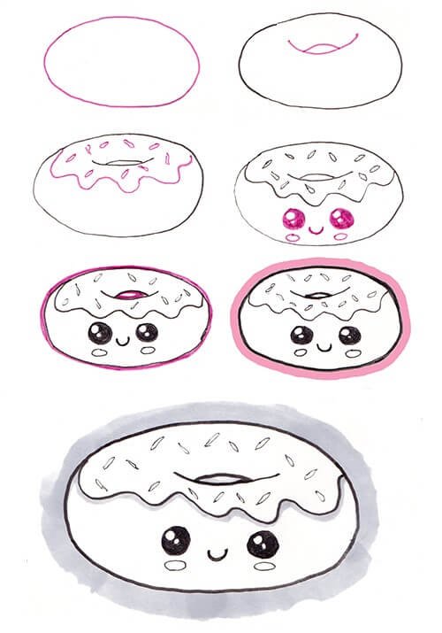 Cartoon donuts (3) Drawing Ideas