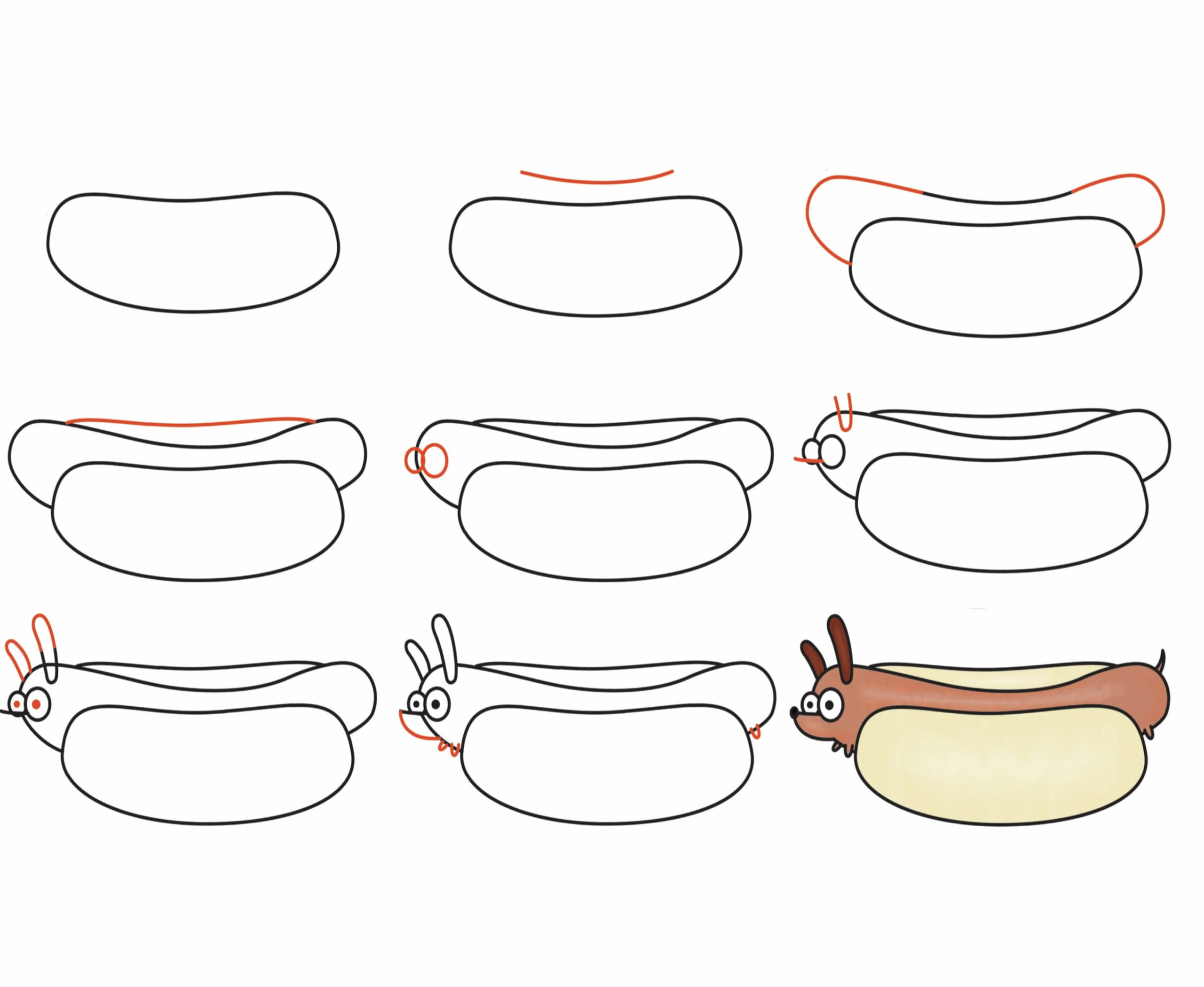 Cartoon hot dog 2 Drawing Ideas