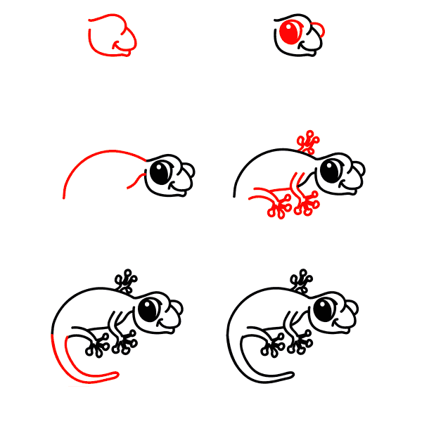How to draw Cartoon lizard