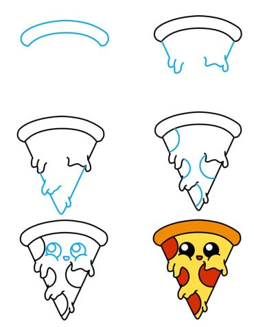 Cartoon pizza (1) Drawing Ideas