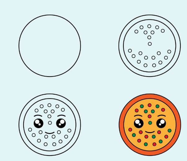 Cartoon pizza (2) Drawing Ideas
