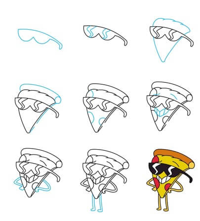 Cartoon pizza (6) Drawing Ideas