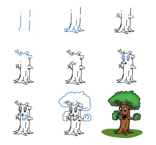 Cartoon tree Drawing Ideas