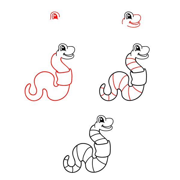 How to draw Cartoon worm