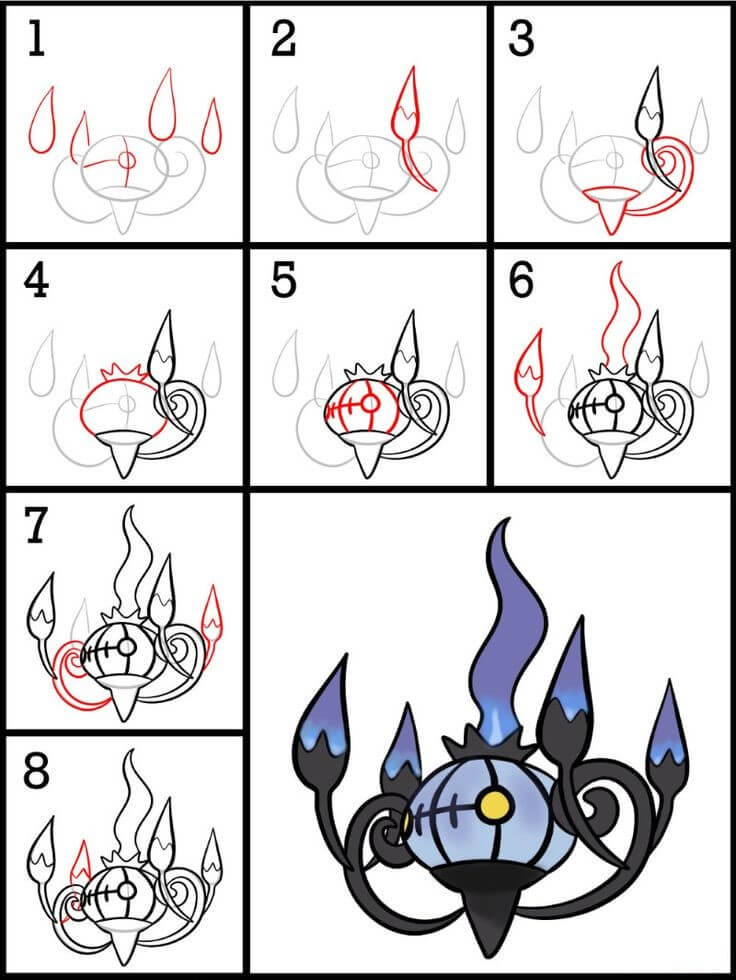 How to draw Chandellure