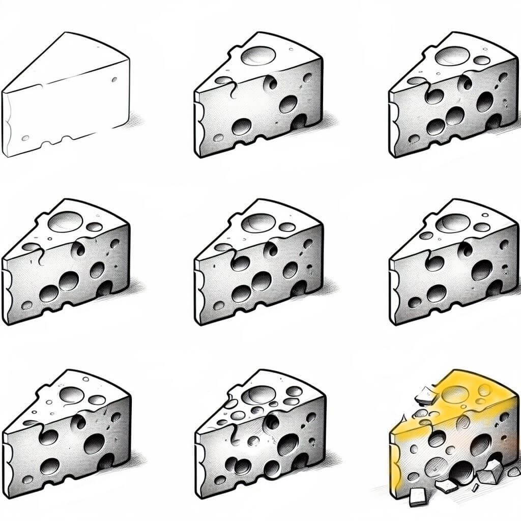How to draw Cheese idea (17)