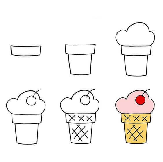 Cherry ice cream Drawing Ideas