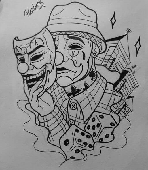 How to draw Chicano clown (2)