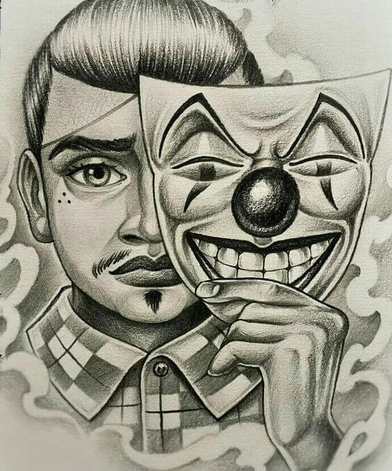 How to draw Chicano clown (3)