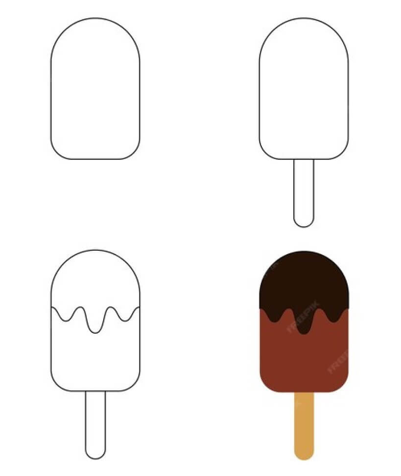 Chocolate ice cream Drawing Ideas