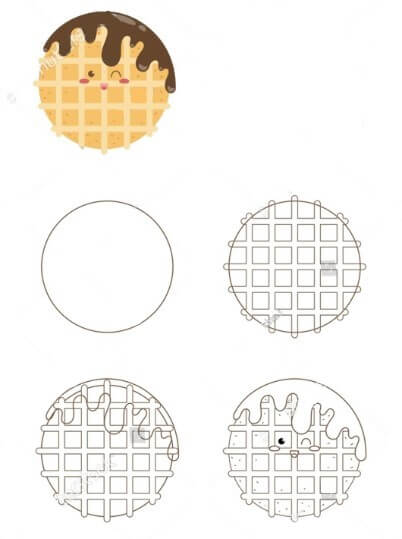 How to draw Chocolate waffles