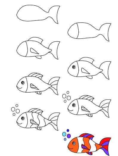How to draw Clownfish 4
