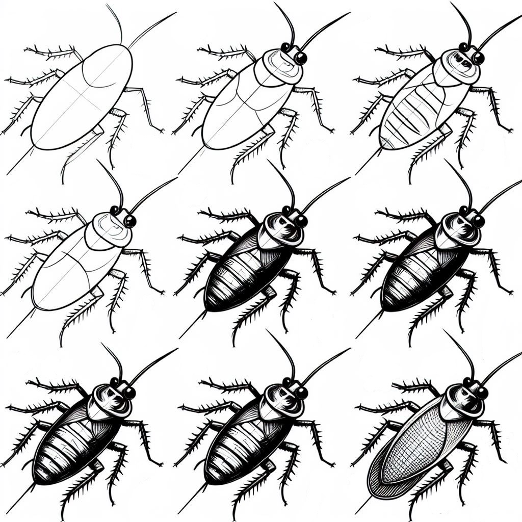 How to draw Cockroaches idea 8