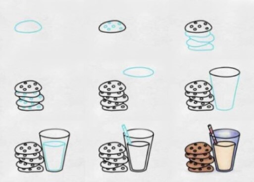 Cookies and milk Drawing Ideas