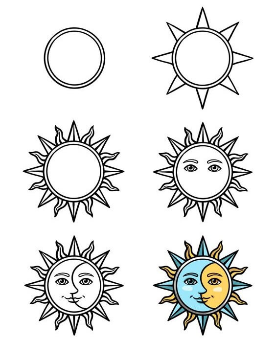 Cool sun Drawing Ideas