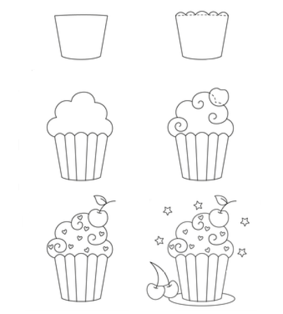 How to draw Cupcakes idea (1)