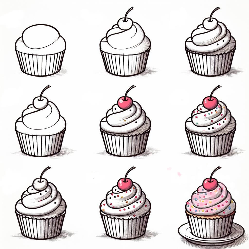 How to draw Cupcakes idea (18)