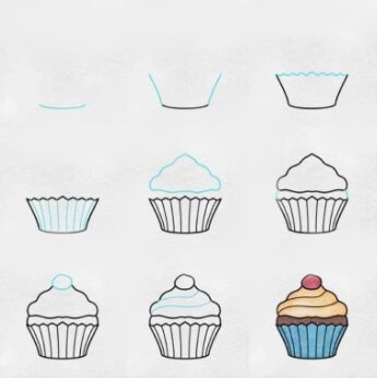 How to draw Cupcakes idea (3)