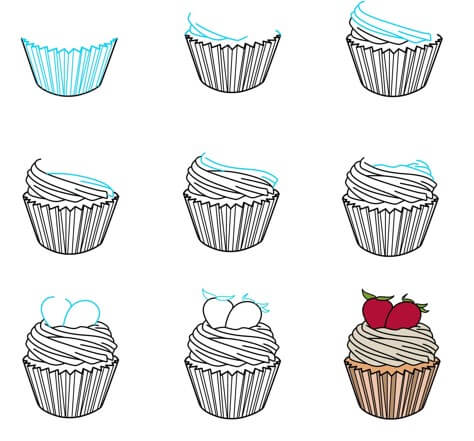 How to draw Cupcakes idea (8)