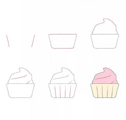 How to draw Cupcakes simple drawing