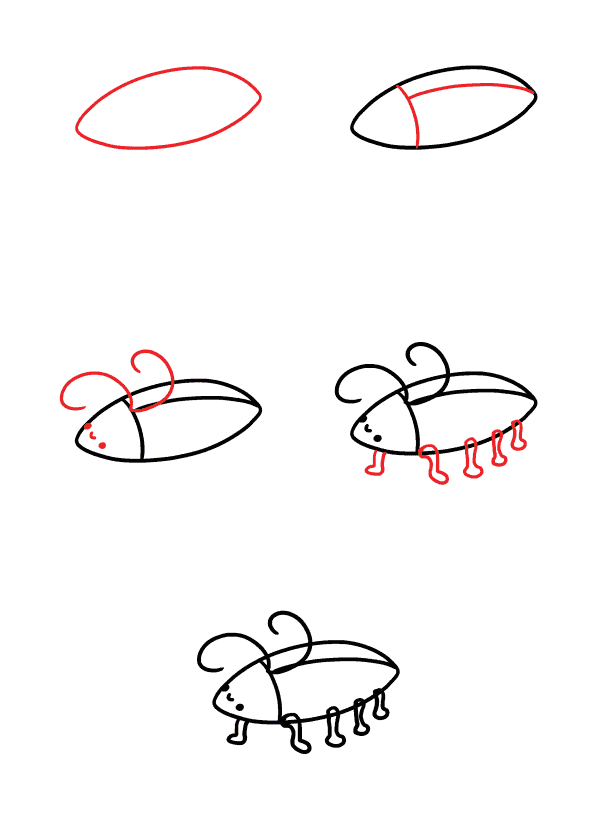 How to draw Cute cockroach