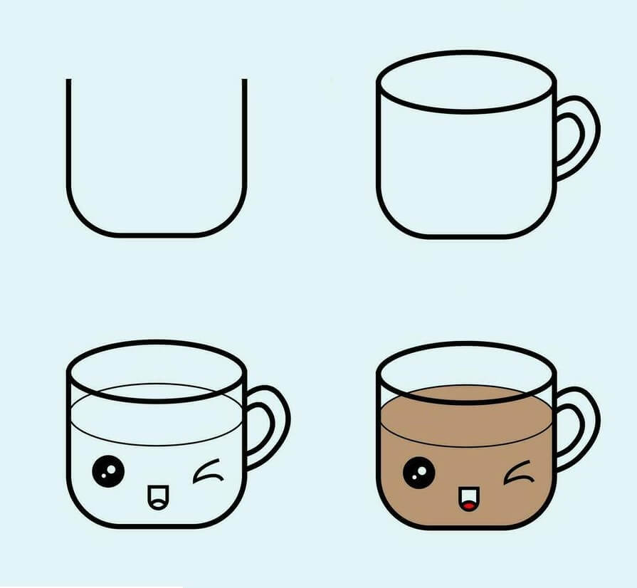 Cute cup of coffee Drawing Ideas