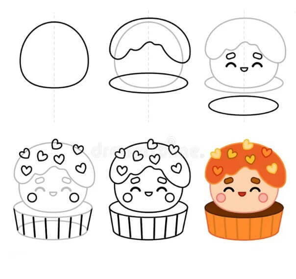 How to draw Cute cupcakes 1