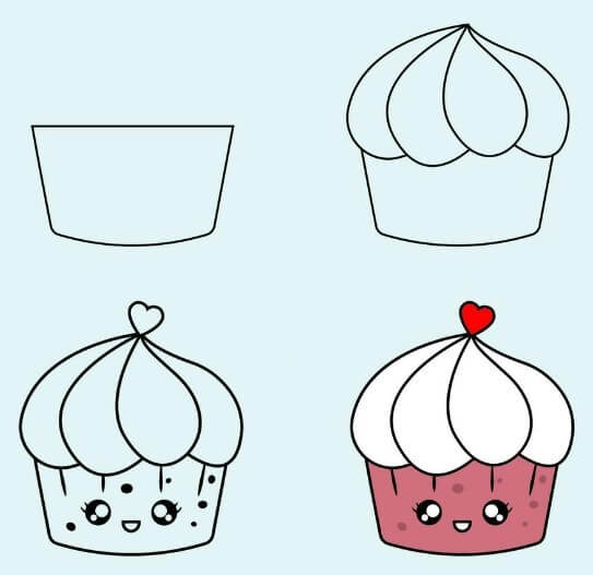 How to draw Cute cupcakes 2