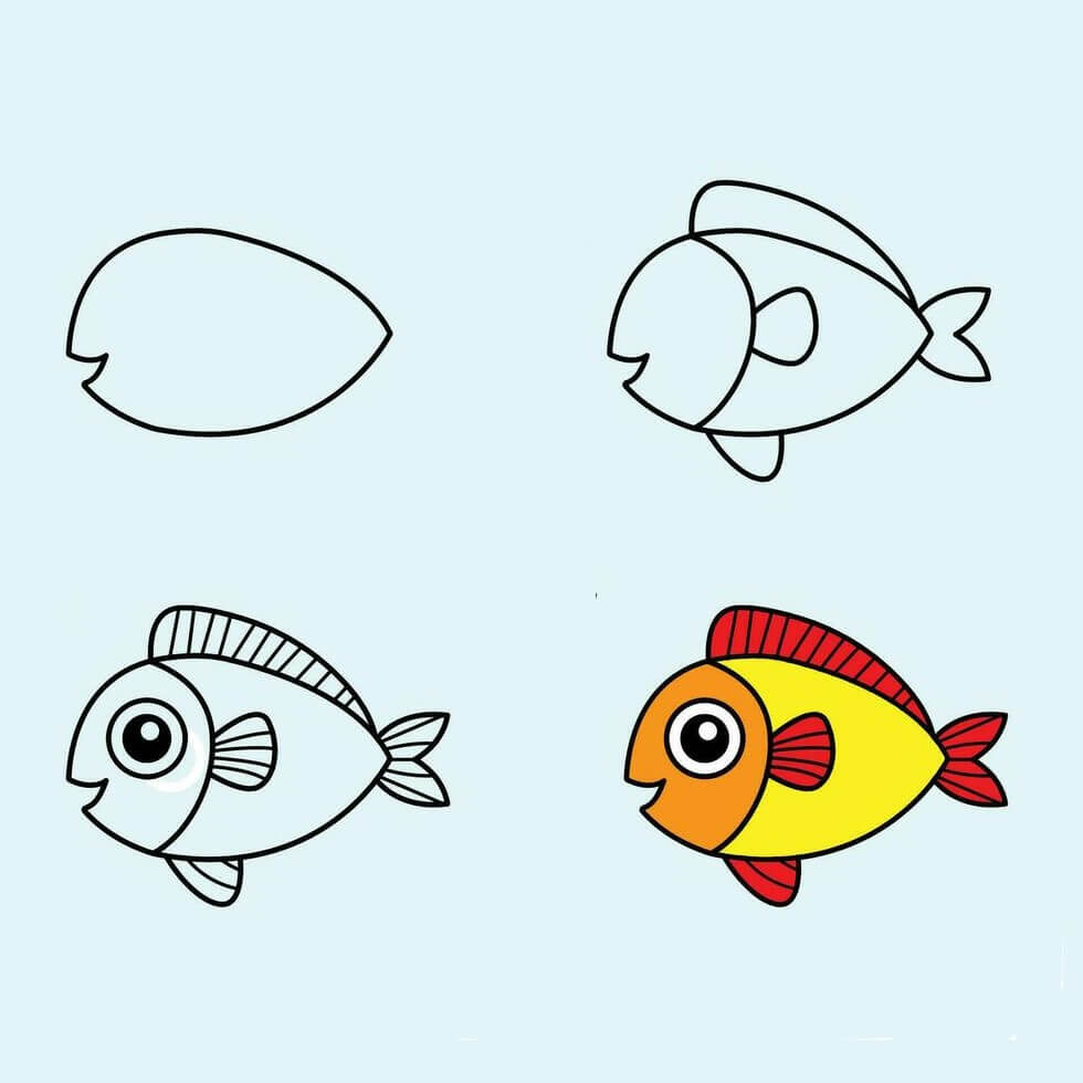How to draw Cute fish